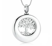 ZEZILE Arbre de vie urne collier pour cendres cercle crémation bijoux en acier inoxydable pendentif en cendre pour femmes hommes souvenir mémorial bijoux