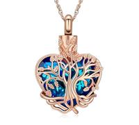 ZEZILE Arbre de vie urne collier pour cendres coeur crémation bijoux pour femmes hommes en acier inoxydable mémorial cendres humaines pendentif souvenir