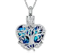 ZEZILE Arbre de vie urne collier pour cendres coeur crémation bijoux pour femmes hommes en acier inoxydable mémorial cendres humaines pendentif souvenir
