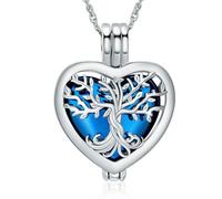 ZEZILE Arbre de vie urne collier pour cendres coeur crémation bijoux pour femmes médaillon médaillon collier en acier inoxydable cendres pendentif