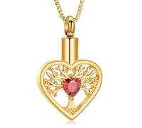 ZEZILE Arbre de vie urne collier pour cendres coeur cristal crémation bijoux en acier inoxydable souvenir mémorial pendentif en cendre pour les femmes hommes