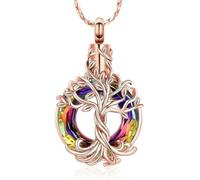 ZEZILE Arbre de vie urne collier pour cendres cristal crémation bijoux en acier inoxydable souvenirs collier commémoratif pendentif en cendre pour les femmes