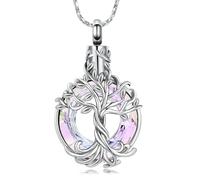 ZEZILE Arbre de vie urne collier pour cendres cristal crémation bijoux en acier inoxydable souvenirs collier commémoratif pendentif en cendre pour les femmes