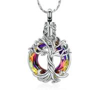 ZEZILE Arbre de vie urne collier pour cendres cristal crémation bijoux en acier inoxydable souvenirs collier commémoratif pendentif en cendre pour les femmes