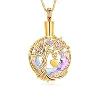 ZEZILE Arbre de vie urne collier pour cendres cristal crémation bijoux pour femmes hommes cendres pendentif souvenir mémorial pour bijoux