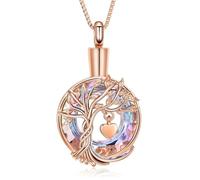 ZEZILE Arbre de vie urne collier pour cendres cristal crémation bijoux pour femmes hommes cendres pendentif souvenir mémorial pour bijoux