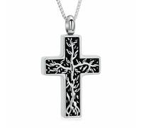 ZEZILE Arbre de vie urne collier pour cendres Croix crémation bijoux pour femmes hommes cendres pendentif souvenir mémorial pour bijoux pour humain