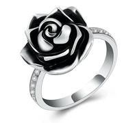 ZEZILE Bague d’urne de fleur de rose pour humain/animal de compagnie cendres souvenir bijoux commémoratifs peut être gravé crémation bagues de doigt