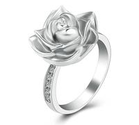 ZEZILE Bague d’urne de fleur de rose pour humain/animal de compagnie cendres souvenir bijoux commémoratifs peut être gravé crémation bagues de doigt