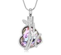 ZEZILE Bijoux commémoratifs Cristal en forme de papillon en cœur en acier inoxydable collier de crémation pour urne pendentif pour cendres femmes cadeaux hommes