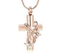 ZEZILE Bijoux commémoratifs, croix de papillon en cristal, collier de crémation en acier inoxydable, pendentif urne pour cendres, femmes hommes cadeaux