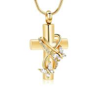 ZEZILE Bijoux commémoratifs, croix de papillon en cristal, collier de crémation en acier inoxydable, pendentif urne pour cendres, femmes hommes cadeaux