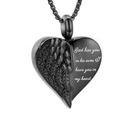 ZEZILE Bijoux de crémation, aile d’ange, cœur, collier d’urne, pour cendres, médaillon commémoratif pendentif urne, bijoux