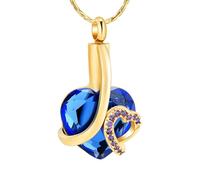 ZEZILE Bijoux de crémation coeur cristal bleu pendentif urne commémorative colliers pour cendres en acier inoxydable souvenir personnalisé