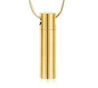 ZEZILE Bijoux de crémation collier urne cylindrique avec serrure commémorative boule creuse, pot d’urne pendentif, bijoux commémoratifs humains
