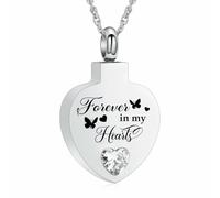 ZEZILE Bijoux de crémation, cœur papillon, urne, collier pour cendres pour femmes, pendentif commémoratif pour hommes, bijoux souvenirs pour toujours dans mon cœur