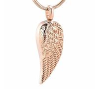 ZEZILE Bijoux de crémation en acier inoxydable Angel Wing Urne pour cendres d’animal de compagnie humain Unisexe Memorial pendentif souvenir cendres porte