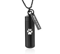 ZEZILE Bijoux de crémation patte impression cylindre urne collier pour cendres avec bocal en verre souvenir urne bijoux commémoratifs pour femmes/hommes