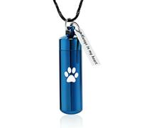 ZEZILE Bijoux de crémation patte impression cylindre urne collier pour cendres avec bocal en verre souvenir urne bijoux commémoratifs pour femmes/hommes