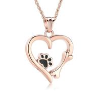 ZEZILE Bijoux de crémation pour animaux compagnie Collier d’urne en forme coeur cendres patte Imprimer acier inoxydable pendentif humains souvenir Memorial Jewelry