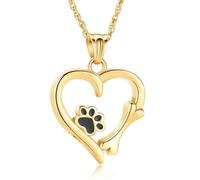 ZEZILE Bijoux de crémation pour animaux compagnie Collier d’urne en forme coeur cendres patte Imprimer acier inoxydable pendentif humains souvenir Memorial Jewelry