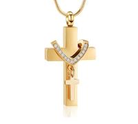 ZEZILE Bijoux de crémation pour cendres pendentif croix urne collier avec souvenir urne mémorial bijoux en cendres pour hommes femmes
