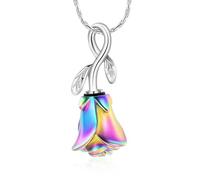 ZEZILE Bijoux de crémation Rose fleur urne collier pour cendres en acier inoxydable cendres bijoux commémoratifs pour un être cher