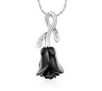 ZEZILE Bijoux de crémation Rose fleur urne collier pour cendres en acier inoxydable cendres bijoux commémoratifs pour un être cher