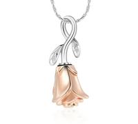 ZEZILE Bijoux de crémation Rose fleur urne collier pour cendres en acier inoxydable cendres bijoux commémoratifs pour un être cher