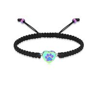 ZEZILE Bracelet d’urne de coeur pour cendres patte impression crémation bijoux réglable tressé corde souvenir mémorial animal de compagnie cendres bracelet pour les femmes