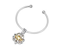ZEZILE Bracelet de crémation, Bracelet d’urne en fleur de lotus, bijou commémoratif creux en souvenir de Crémation, bracelet de crémation en acier inoxydable pour femmes