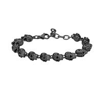 ZEZILE Bracelet de crémation pour cendres Bracelets à maillons de crâne en acier inoxydable Bijoux commémoratifs réglables à la main pour hommes femmes