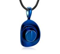 ZEZILE Chapeau de cow-boy crémation urne collier pour cendres humaines/animales Casquette de cow-boy pendentif en acier inoxydable souvenir bijoux porte-cendres pour les hommes