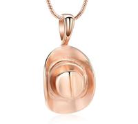 ZEZILE Chapeau de cow-boy crémation urne collier pour cendres humaines/animales Casquette de cow-boy pendentif en acier inoxydable souvenir bijoux porte-cendres pour les hommes