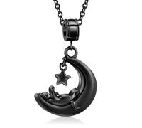 ZEZILE Chat crémation bijoux lune étoile urne collier pour cendres en acier inoxydable cendres pendentif pour animal de compagnie humain souvenir mémorial pour bijoux