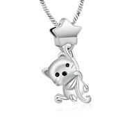 ZEZILE Chat urne collier pour cendres étoile étoile crémation bijoux animal de compagnie en acier inoxydable cendres pendentif pour femmes hommes souvenir mémorial bijoux
