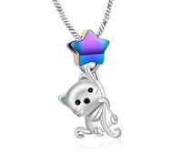 ZEZILE Chat urne collier pour cendres étoile étoile crémation bijoux animal de compagnie en acier inoxydable cendres pendentif pour femmes hommes souvenir mémorial bijoux