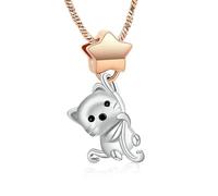 ZEZILE Chat urne collier pour cendres étoile étoile crémation bijoux animal de compagnie en acier inoxydable cendres pendentif pour femmes hommes souvenir mémorial bijoux