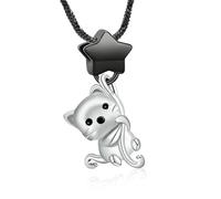 ZEZILE Chat urne collier pour cendres étoile étoile crémation bijoux animal de compagnie en acier inoxydable cendres pendentif pour femmes hommes souvenir mémorial bijoux