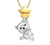 ZEZILE Chat urne collier pour cendres étoile étoile crémation bijoux animal de compagnie en acier inoxydable cendres pendentif pour femmes hommes souvenir mémorial bijoux