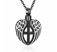 ZEZILE Coeur ange aile urne collier pour cendres Croix crémation bijoux en acier inoxydable souvenir mémorial cendres pendentif pour femmes hommes