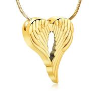 ZEZILE Coeur crémation bijoux ange ailes urne collier pour cendres en acier inoxydable cendres pendentif pour femmes hommes souvenir mémorial bijoux