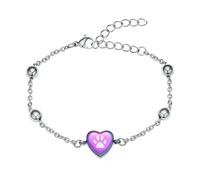 ZEZILE Coeur crémation bijoux patte impression urne Bracelet pour cendres en acier inoxydable souvenir réglable Bracelet commémoratif pour hommes femmes