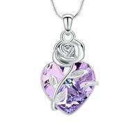 ZEZILE Coeur crémation bijoux Roseflower urne collier pour cendres cristal cendres pendentif pour femmes hommes souvenir mémorial pour bijoux
