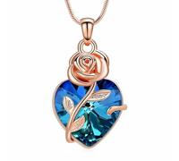 ZEZILE Coeur crémation bijoux Roseflower urne collier pour cendres cristal cendres pendentif pour femmes hommes souvenir mémorial pour bijoux