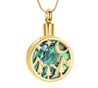 ZEZILE Collier d’urne aux étoiles de lune pour cendres, bijoux de crémation, pendentif en cendres en acier inoxydable, bijoux commémoratifs pour femmes hommes