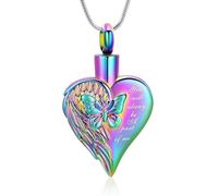 ZEZILE Collier d’urne coeur pour cendres papillon crémation bijoux pour femmes hommes en acier inoxydable souvenir mémorial cendres humaines pendentif