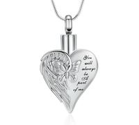 ZEZILE Collier d’urne coeur pour cendres papillon crémation bijoux pour femmes hommes en acier inoxydable souvenir mémorial cendres humaines pendentif