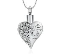 ZEZILE Collier d’urne coeur pour cendres papillon crémation bijoux pour femmes hommes en acier inoxydable souvenir mémorial cendres humaines pendentif