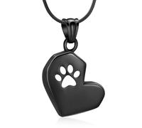 ZEZILE Collier d’urne coeur pour cendres patte d’animal de compagnie impression crémation bijoux en acier inoxydable mémorial animal de compagnie humain cendres pendentif bijoux souvenir